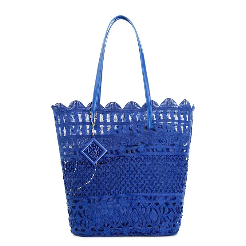 shopping in pizzo con charm blu taglia unica