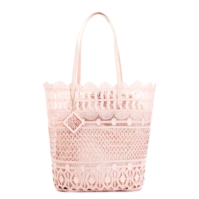 shopping in pizzo con charm cipria taglia unica