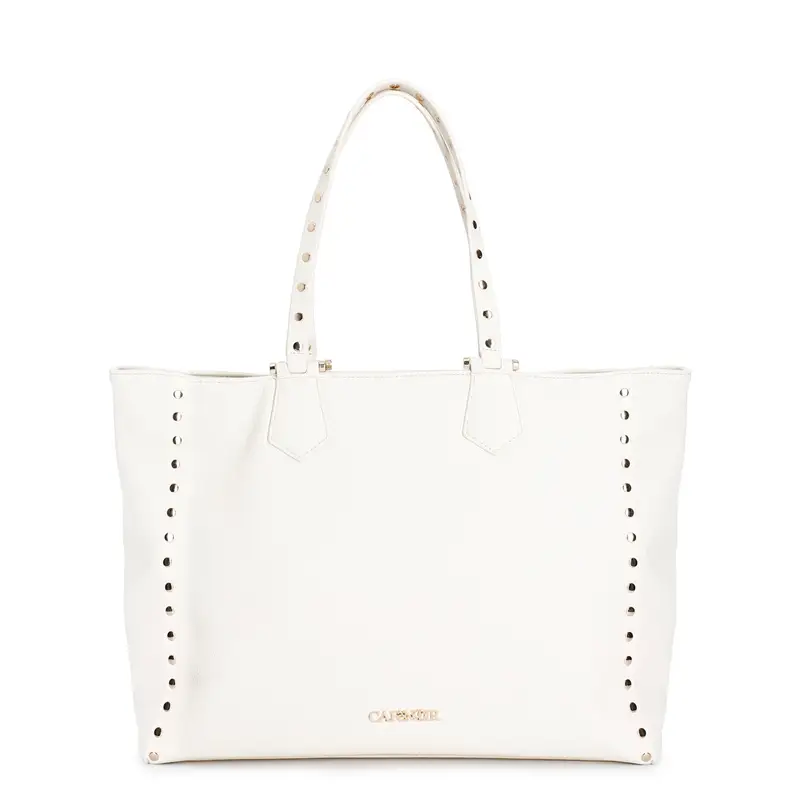 shopping morbida con applicazione rivetti e attacchi manici in metallo burro taglia unica