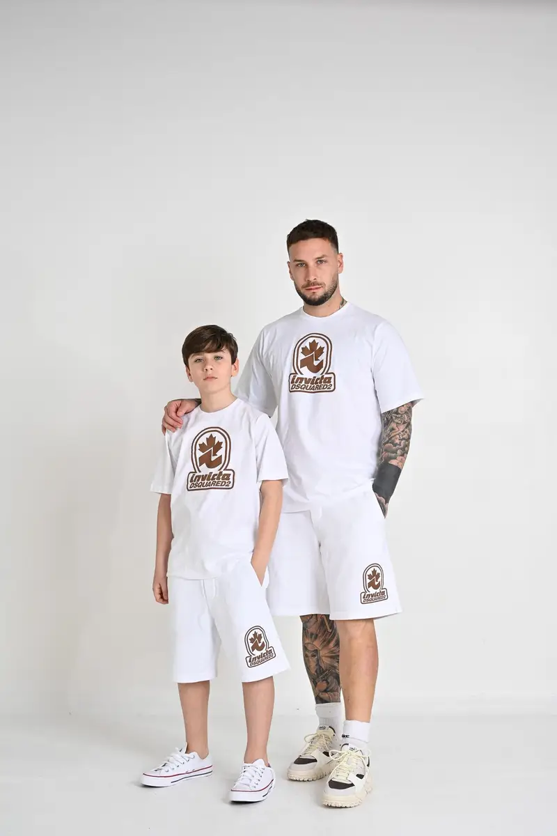 Shorts bianco per bambino e bambina con stampa del logo "Invicta Dsquared2" miniatura 2