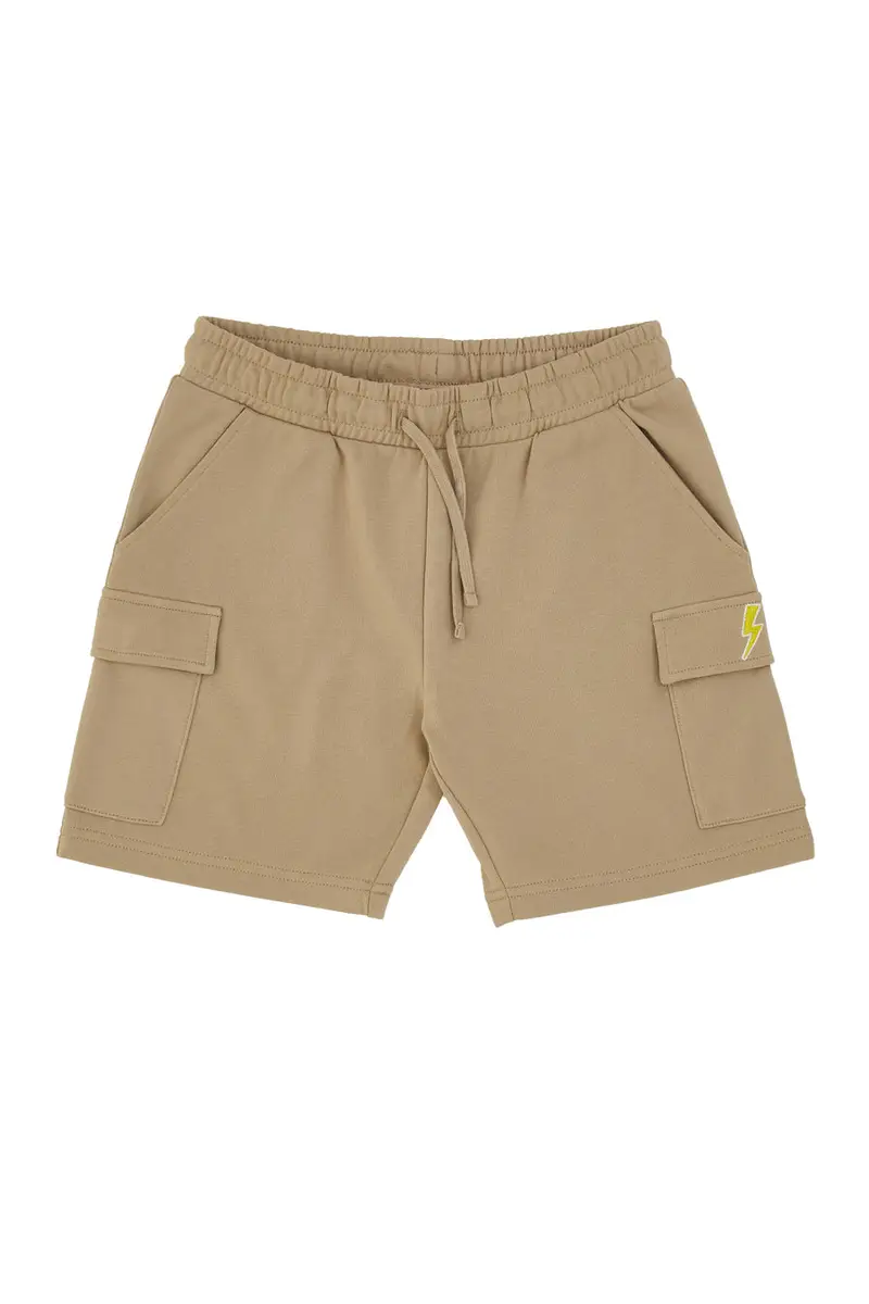 Shorts Cargo Beige con Logo Ricamato Pitt Kids PT-B-SP-05006