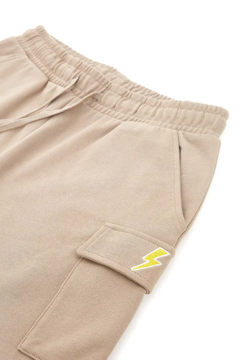 Shorts Cargo Beige con Logo Ricamato Pitt Kids PT-B-SP-05006 miniatura 3