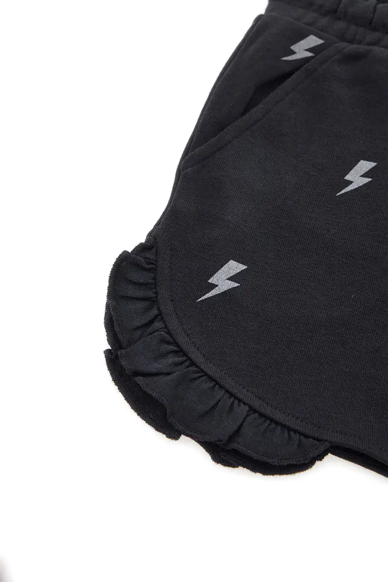Shorts Neri con Lampi Grigi e Volant Pitt Kids PT-G-SP-05075 miniatura 3