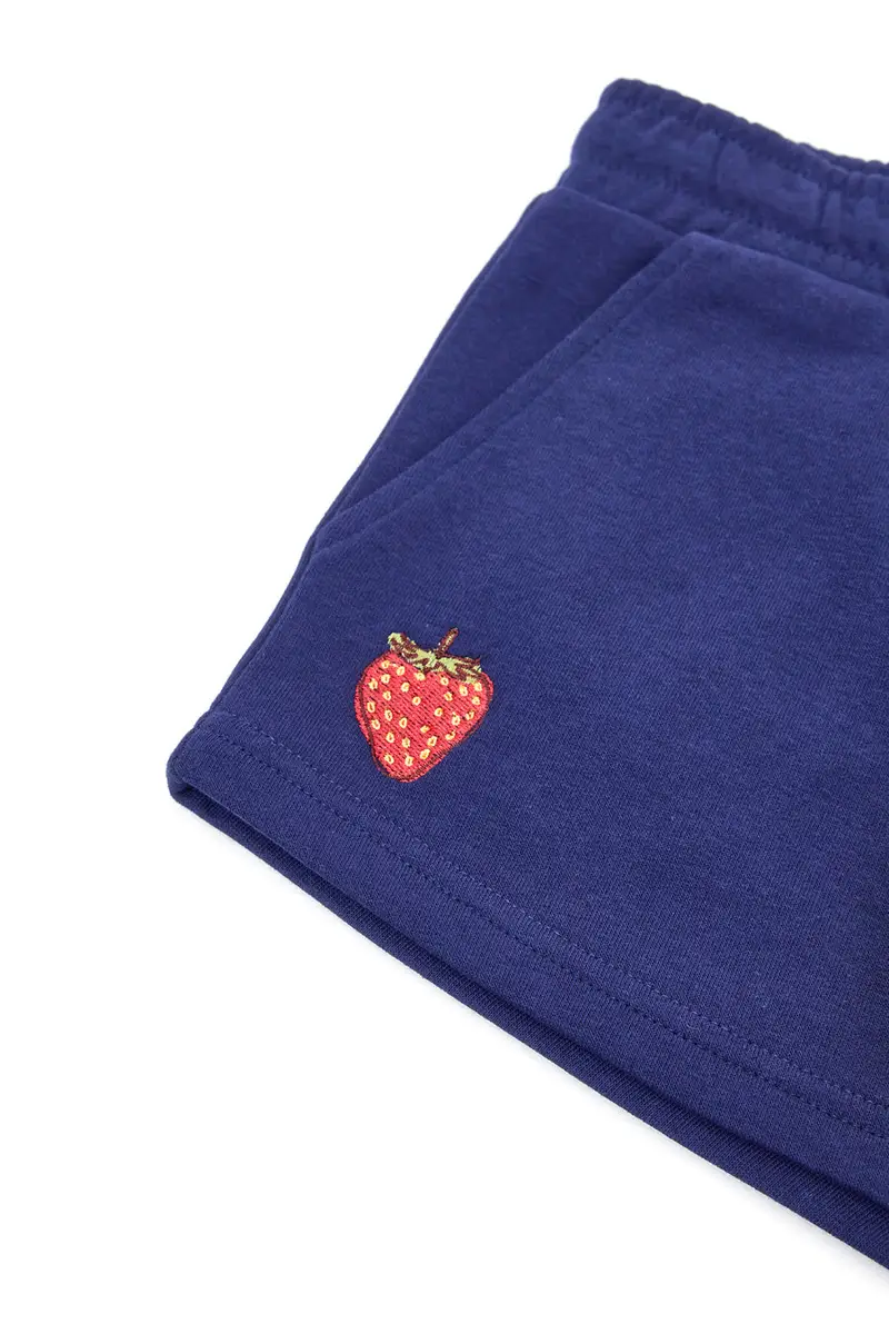 Shorts Tuta Blu con Fragola Ricamata Pitt Kids PT-G-SP-05065 miniatura 3