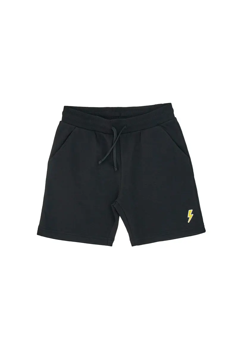 Shorts Tuta Neri con Logo Ricamato Pitt Kids PT-B-SP-05015