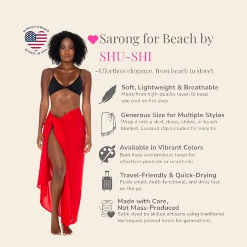 SHU-SHI - Pareo/Prendisole - Donna - Taglia Unica - Rosso miniatura 2