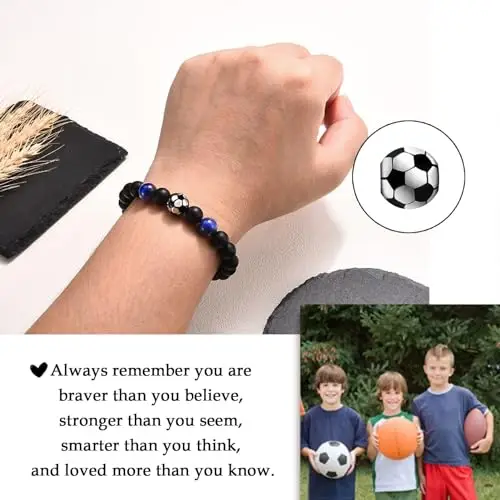 SHUOHONG Bracciale Ragazzo Calcio, Regalo Ragazzo Gadget Calcio, Braccialetti Bambini Ispiratori, Idee Regalo Ragazzo miniatura 3