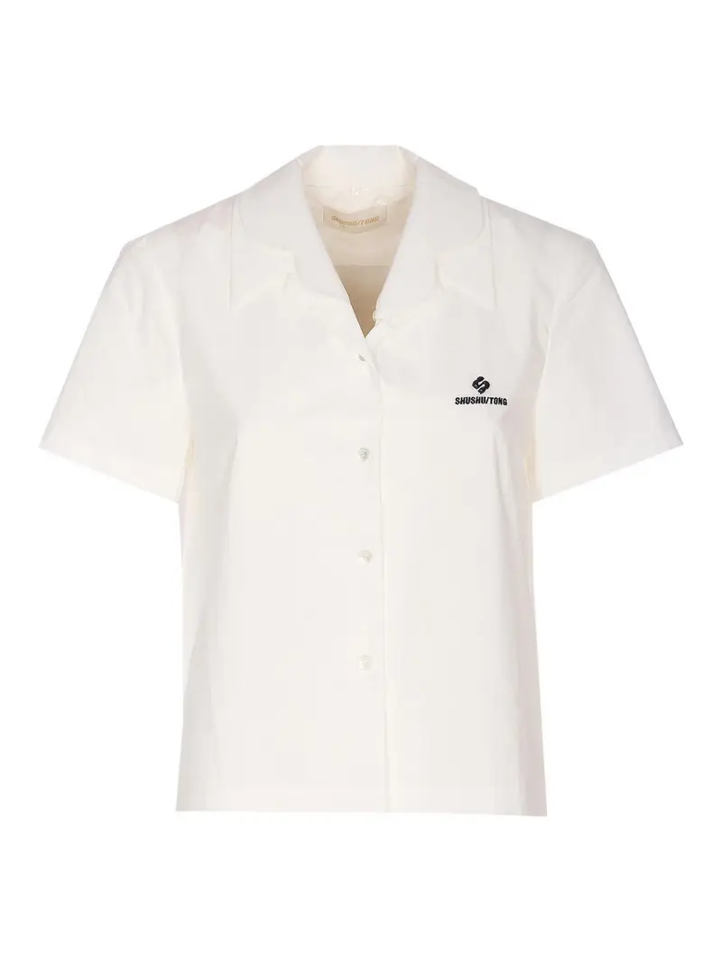 Camicia con colletto a doppio strato Bianco