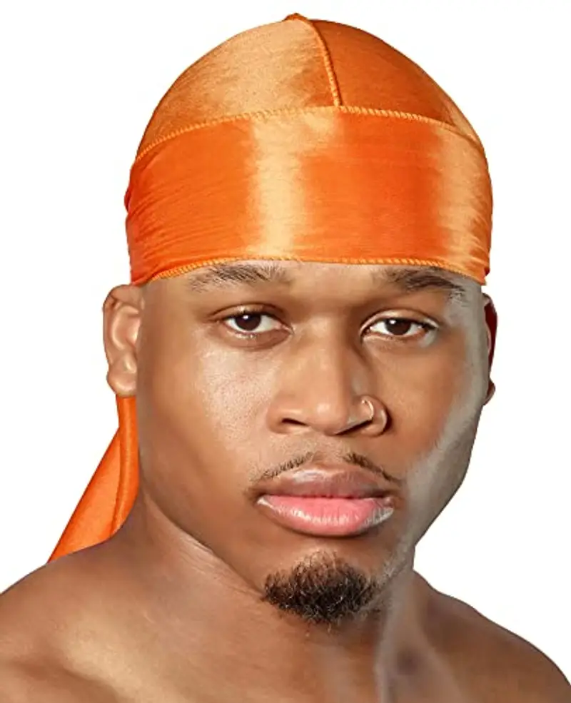 SHYNE Silky Durag - Arancione | Perfetto per Waves, Trecce e Locs | Premium Silk Du Rags per Uomini e Donne | Coda