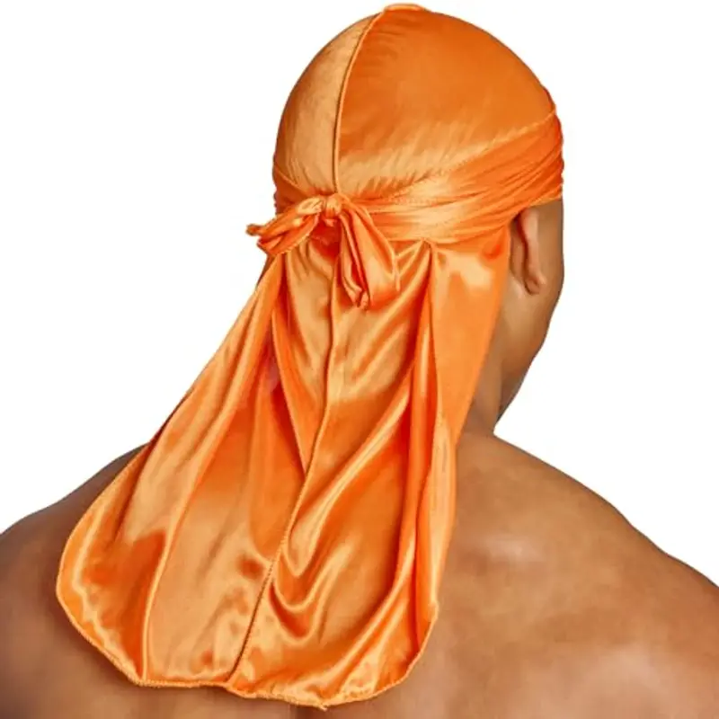 SHYNE Silky Durag - Arancione | Perfetto per Waves, Trecce e Locs | Premium Silk Du Rags per Uomini e Donne | Coda miniatura 2
