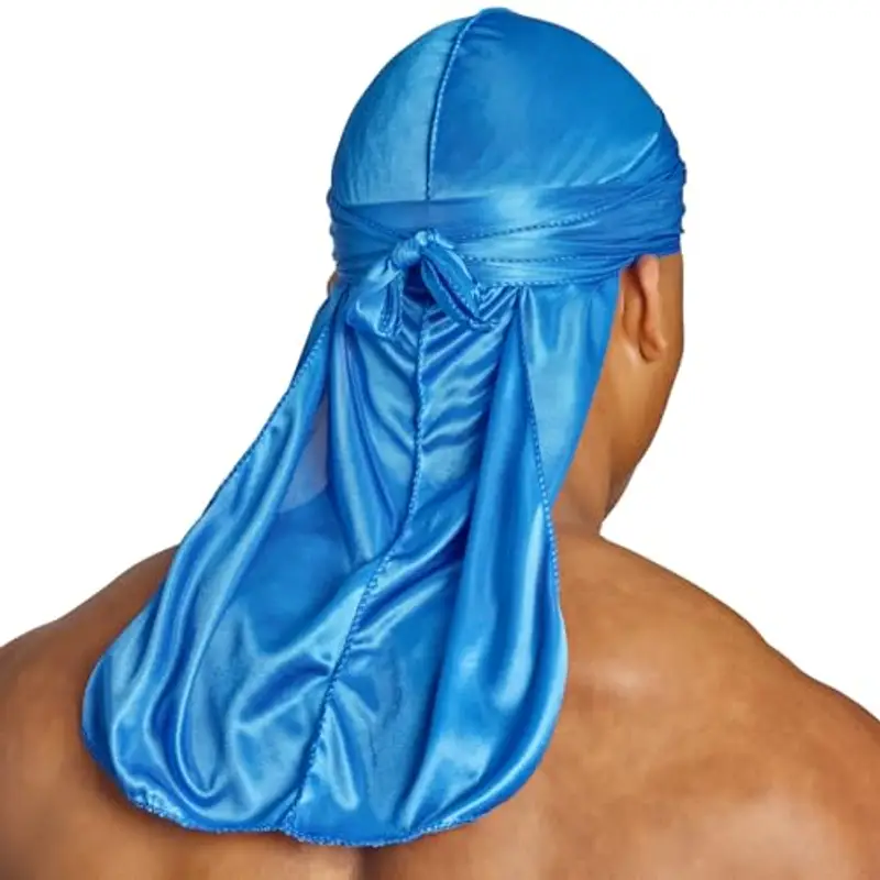 SHYNE Silky Durag - Blu | Perfetto per Waves, Trecce e Locs | Premium Silk Du Rags per Uomini e Donne | Coda Larga e Lunga | Raso Ultra Morbido e Senza Pieghe | Black-Owned Business miniatura 2