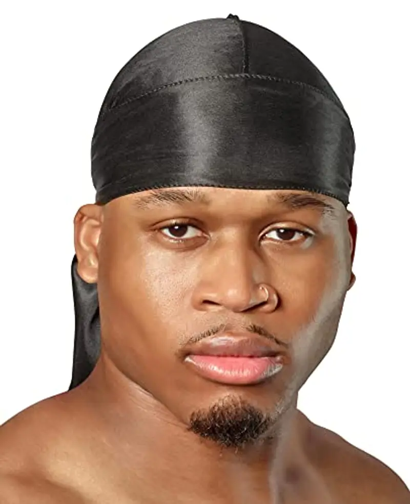 Shyne Silky Durag - Nero | Perfetto per Waves, Trecce e Locs | Premium Silk Du Rags per Uomini e Donne | Coda Larga e Lunga | Raso Ultra Morbido e Senza Pieghe | Black-Owned Business