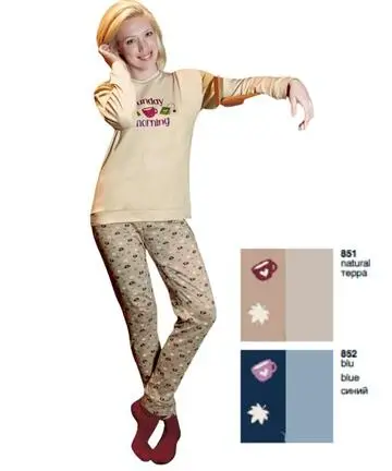 Pigiama donna in jersey di cotone caldo Sielei Ginevra GN12