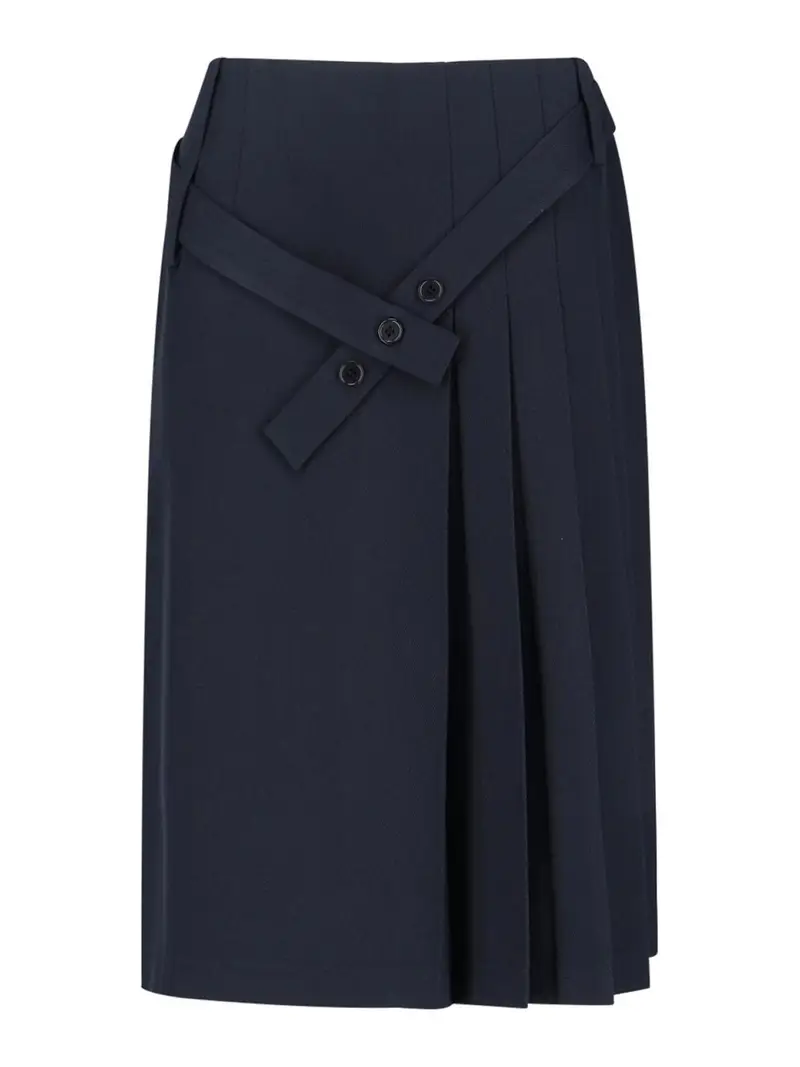 Gonna Midi In Lana Vergine Blu