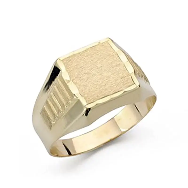 Sigillo per bambini in oro 18k con dettagli intagliati lucidi e centro diamantato - Personalizzabile - INCISIONE INCLUSA NEL PREZZO