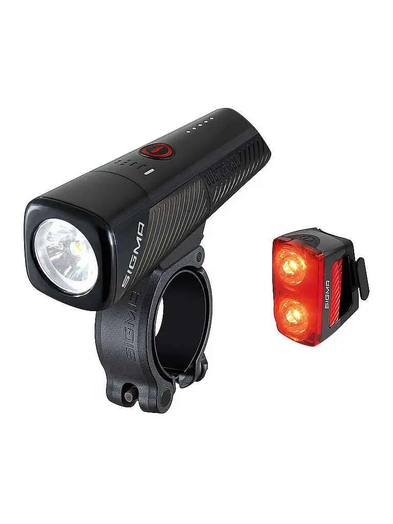 Set di luci per bici a batteria Buster 800 con luce posteriore RL 150 nero