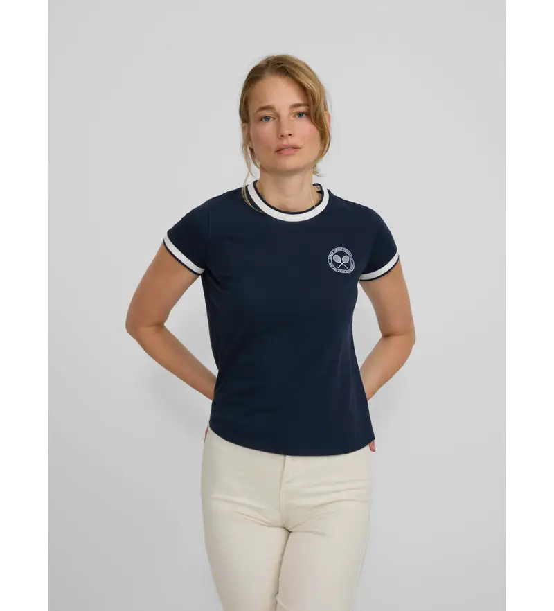 per donna 135185 Maglietta universitaria blu navy (S), Casual, Cotone, Manica corta