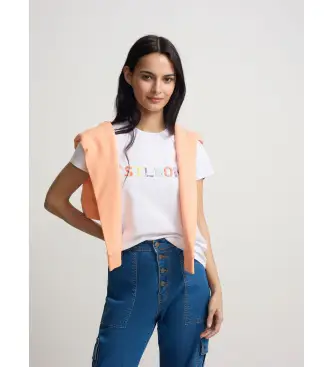 per donna S262040401192 Maglietta bianca scarabocchiata (S), Bianco, Casual, Cotone, Manica corta Multicolore