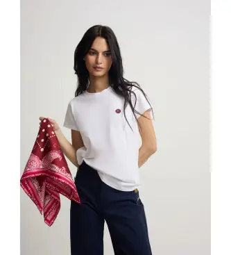 per donna S262040401195 Maglietta Smile con stampa bianca (S), Bianco, Casual, Cotone, Manica corta