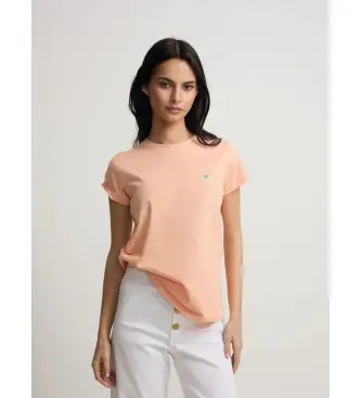 per donna S262040405194 maglietta con stampa arancione e sorriso (S), Casual, Cotone, Manica corta