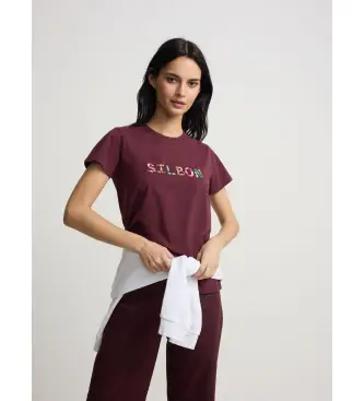 per donna S262040410191 maglietta lilla scarabocchiata (S), Casual, Cotone, Manica corta Multicolore