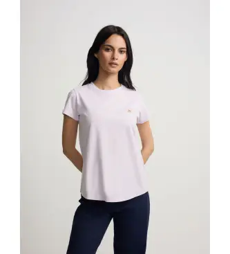 per donna S262040410196 maglietta con stampa lilla e sorriso (S), Casual, Cotone, Manica corta