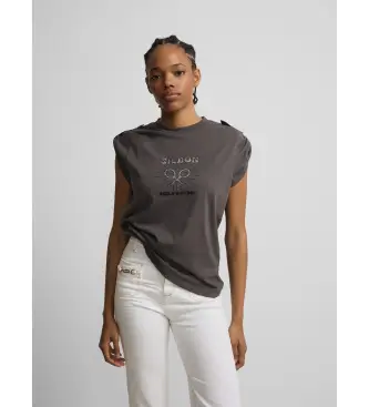 per donna S262040412190 Srotola la maglietta nera con la scritta "Have a nice day" (S), Nero, Casual, Cotone, Manica corta