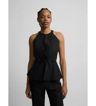 per donna S262040612032 gilet di lino nero con lacci (36), Casual