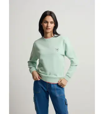 per donna S262041103149 Felpa con cuore verde (S), Casual, Cotone