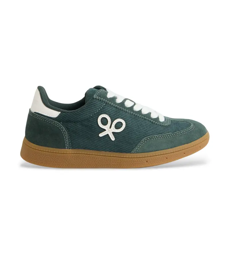 per uomo. 133631 Sneakers casual in pelle di velluto a coste verde (40), Basso, Stringhe