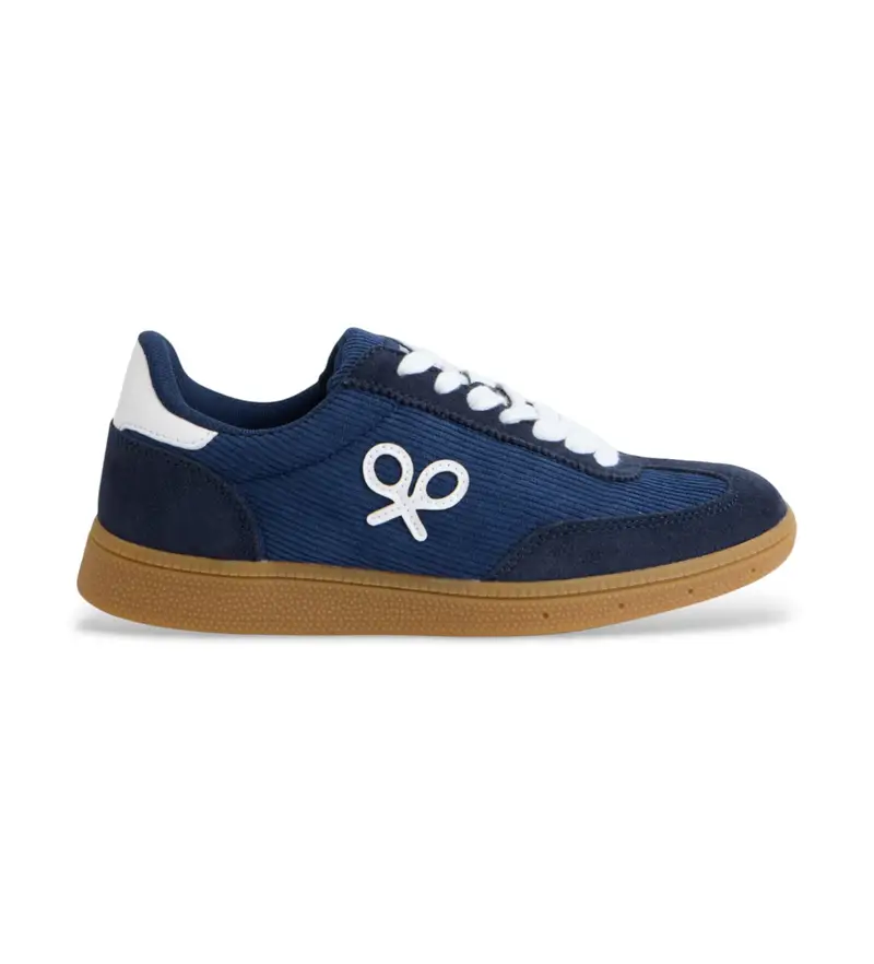 per uomo 133632 Sneakers casual in pelle di velluto a coste blu navy (40), Basso, Stringhe