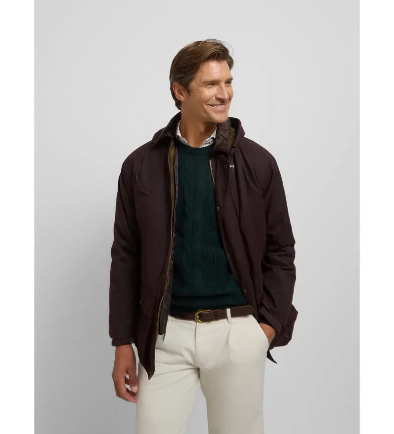 per uomo 133672 Giacca cerata marrone classica (S), Casual, Cotone Marrone scuro