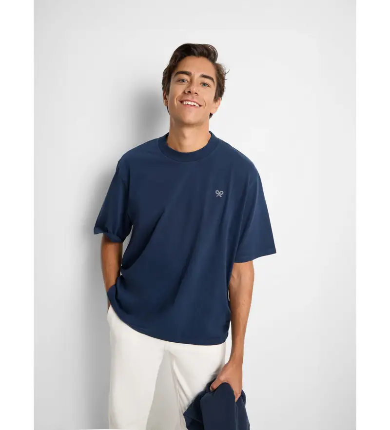 per uomo 133730 Maglietta blu navy con due racchette, vestibilità speciale (S), Casual, Cotone, Manica corta