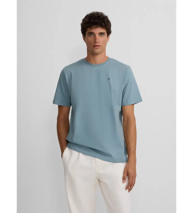 per uomo 133764 maglietta blu con mini logo (S), Casual, Cotone, Manica corta