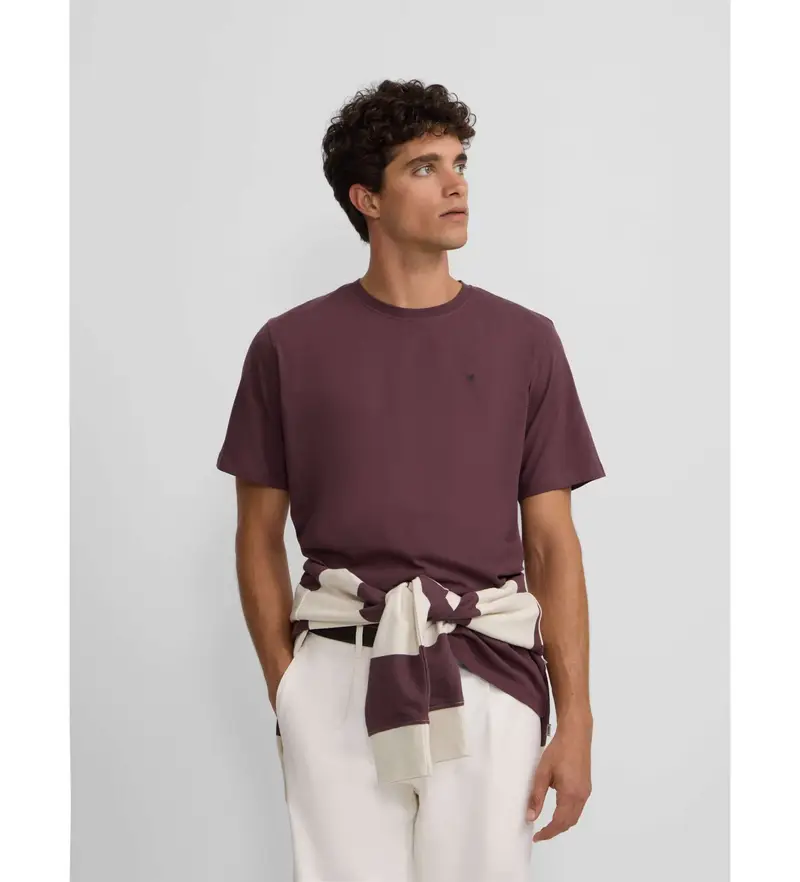 per uomo 133765 Maglietta con mini logo bordeaux (S), Casual, Cotone, Manica corta Blu