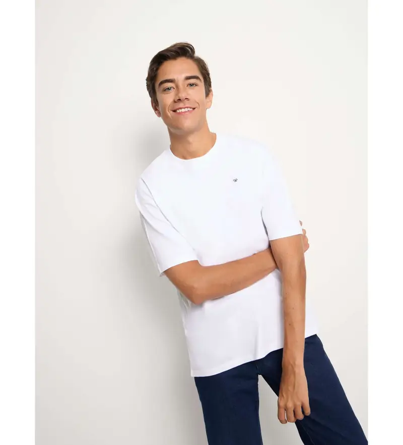 per uomo 133775 maglietta sportiva college bianca vestibilità comoda (S), Bianco, Casual, Cotone, Manica corta