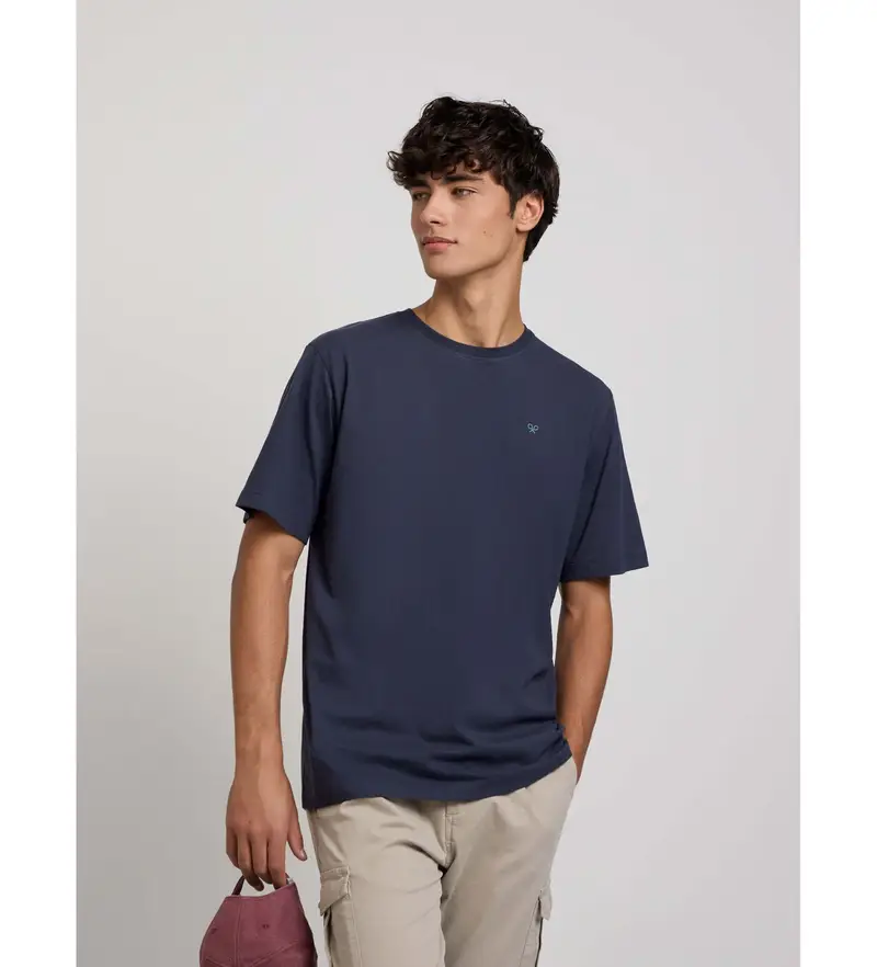 per uomo 133779 Maglietta etnica cerchio blu navy (S), Casual, Cotone, Manica corta