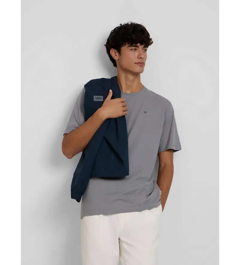 per uomo 133782 maglietta grigia con pixel etnici (S), Casual, Grigio, Cotone, Manica corta Blu