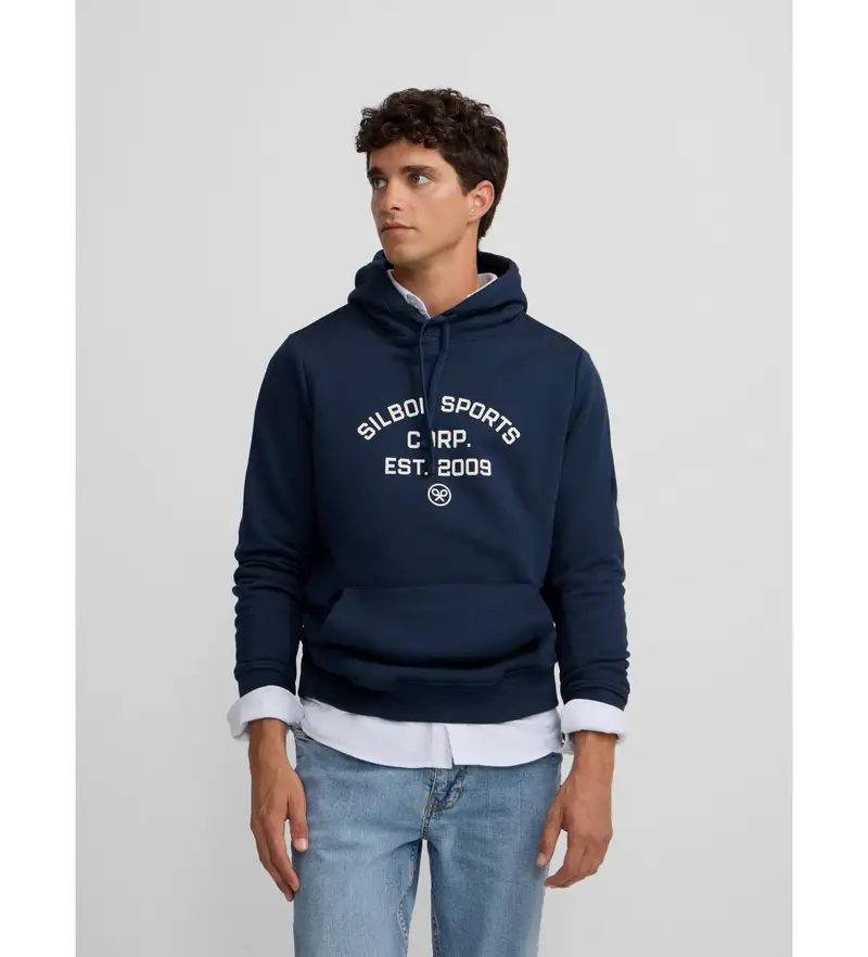 per uomo 133835 Felpa blu navy Sports (S), Casual, Cotone