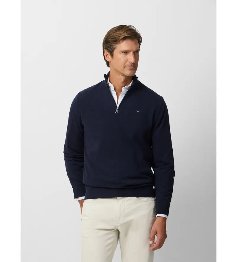 per uomo 134234 Maglione blu navy con mezza zip (XL), Casual, Poliestere