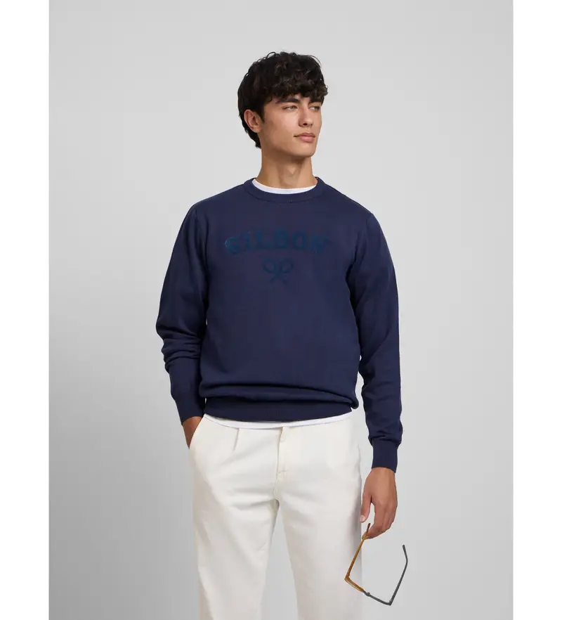 per uomo 134250 Maglia da racchetta blu navy di (S), Casual, Cotone