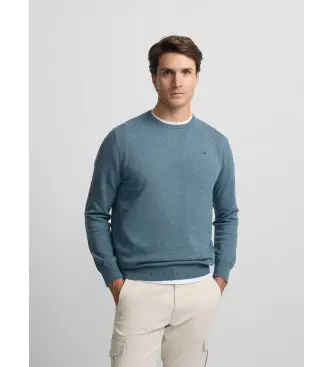 per uomo S261010102312 Maglione girocollo blu semplice (S), Casual, Cotone