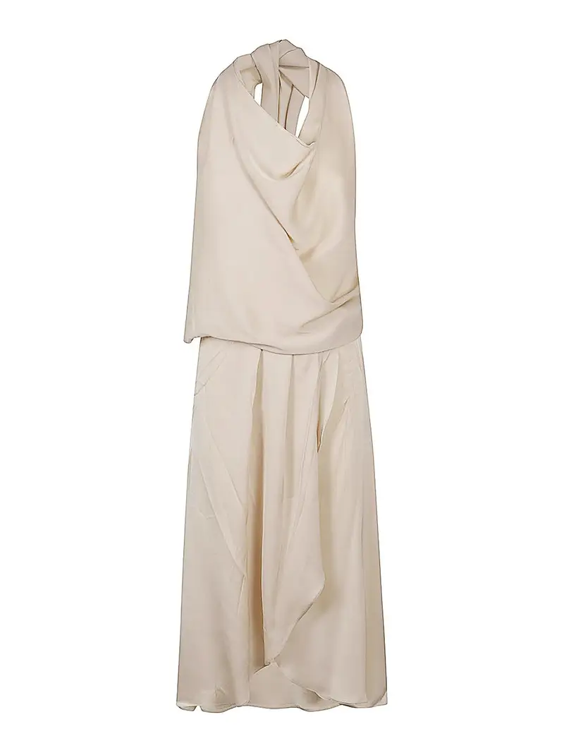 Vale il vestito corto di seta Ave Beige