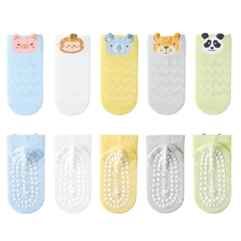 Silkglory Calzini Antiscivolo per Bambini con Suola Antiscivolo per Neonati Bambini Ragazzi e Ragazze, 5 Paia Calzini
