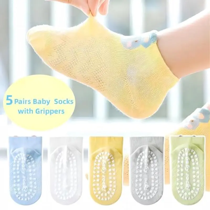 Silkglory Calzini Antiscivolo per Bambini con Suola Antiscivolo per Neonati Bambini Ragazzi e Ragazze, 5 Paia Calzini miniatura 3