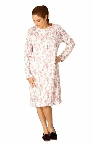 Camicia da notte donna in jersey di cotone caldo Silvia 42502