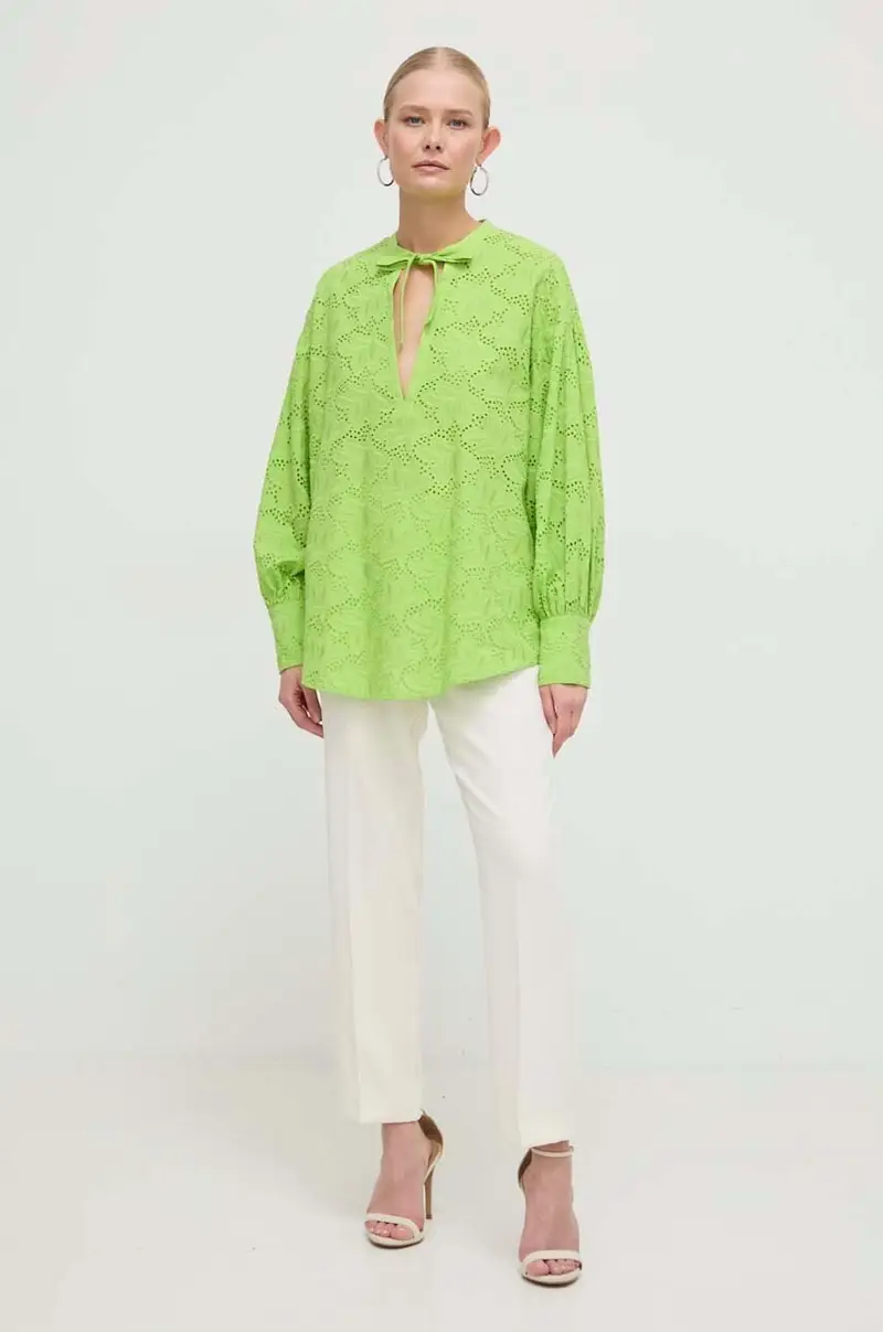 camicetta in cotone donna colore verde miniatura 2