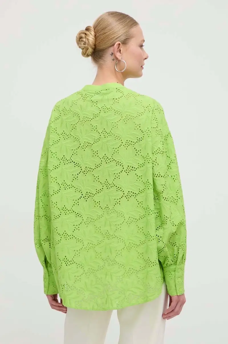 camicetta in cotone donna colore verde miniatura 3