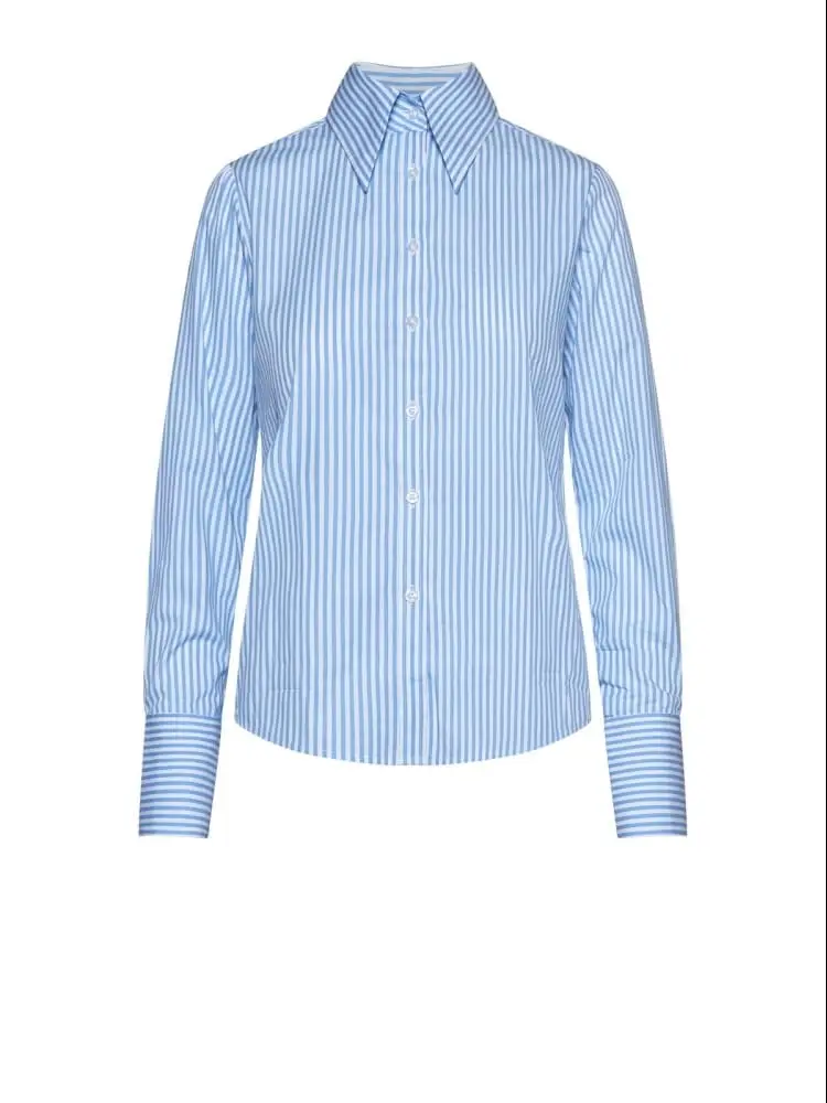 camicia calum in cotone rigato celeste