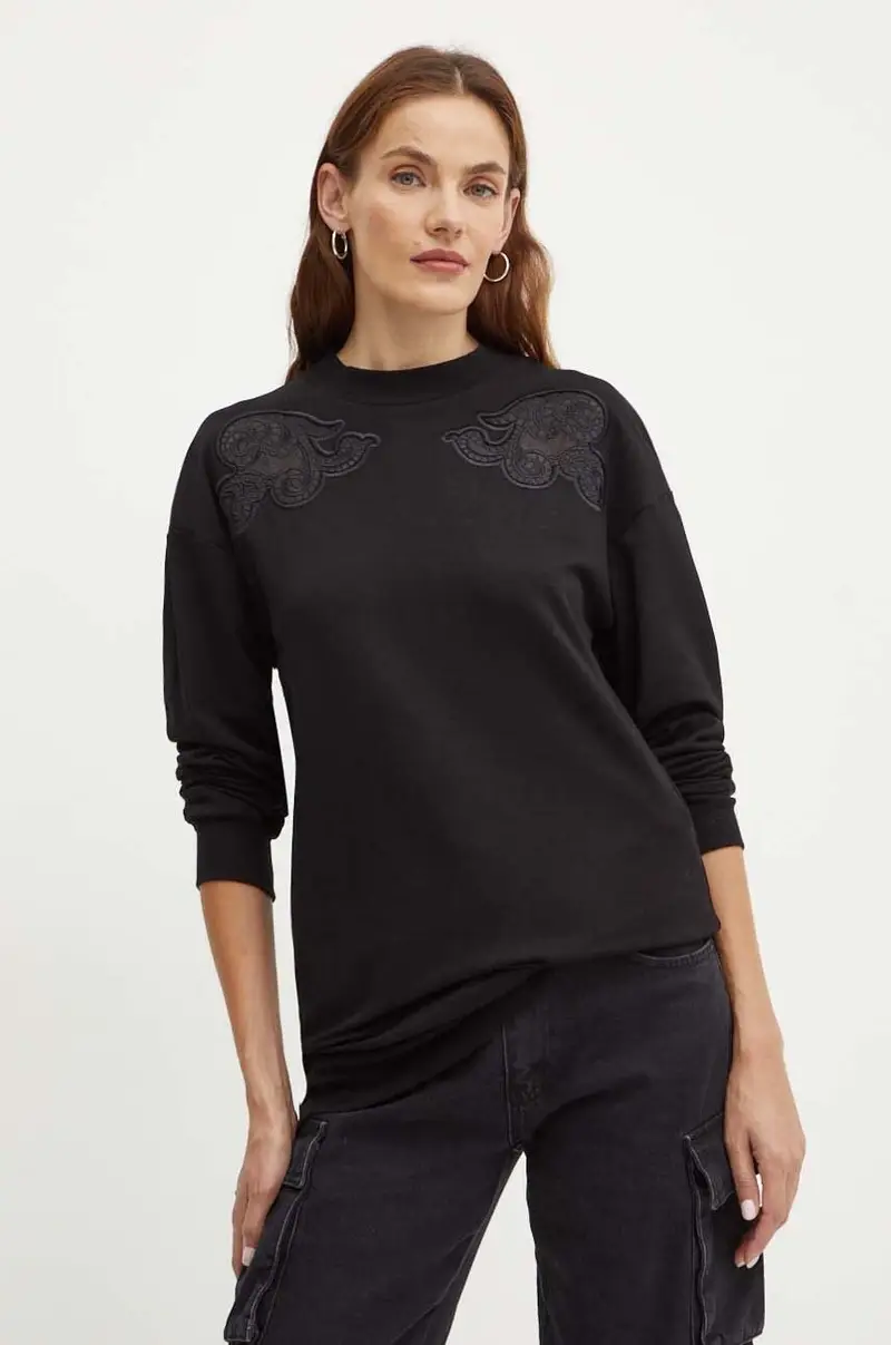 felpa TERLEKI donna colore nero con applicazione GPA24265FE